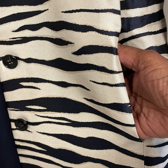 Navy blue and cream Ann taylor quarter length sleeves - Picture 7 of 7